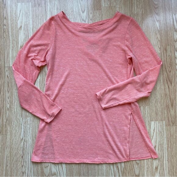 Prana Esme Pink and White Striped Shirt - Size: Medium - Picture 6 of 8